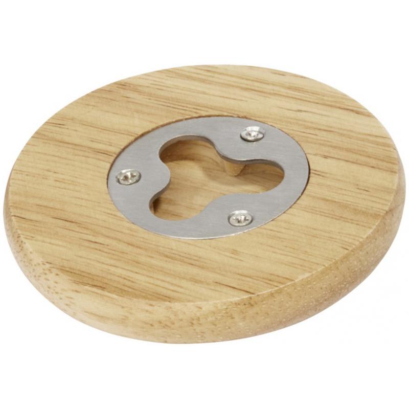 Image of Scoll Wooden Coaster with Bottle Opener