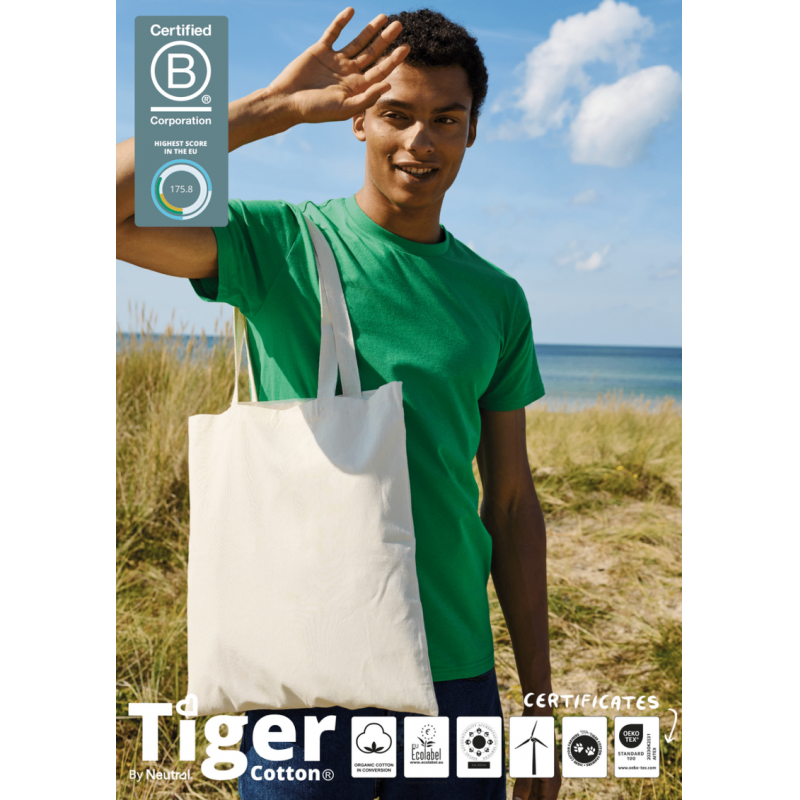 Image of Neutral Fairtrade Organic Shopping Bag, Long Handles